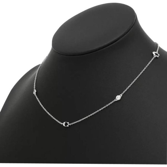 Coach Silver Crystal Sparkle Signature C Necklace New - Picture 1 of 2